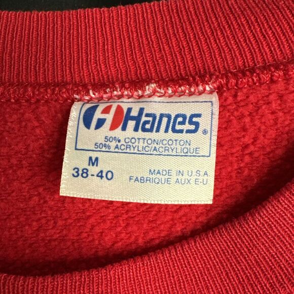 Vintage Hanes Christmas Red Medium Sweatshirt Snowflakes Holidays 90s USA Winter - Picture 7 of 8